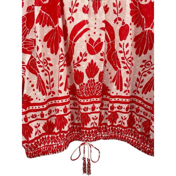 Farm Rio Jungle Flow Top Red White Crop Size XL - Picture 4 of 12